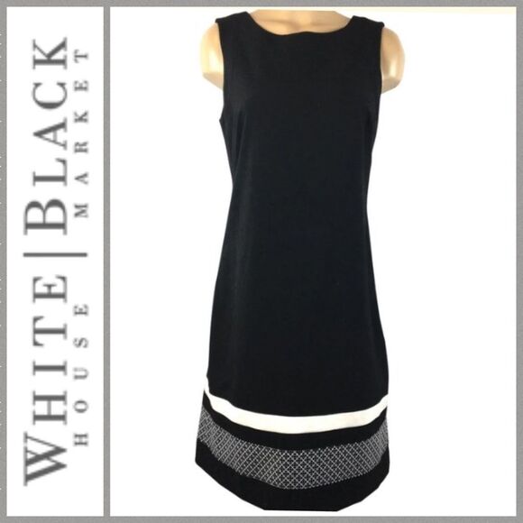 White House Black Market Geometric Hem Sleeveless Shift Dress 6 - Picture 7 of 8